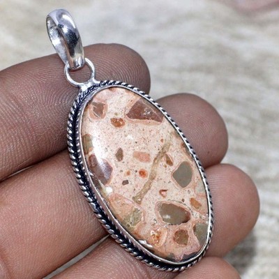Asteroid Jasper 925 Silver Plated Handmade Pendant 2'' Fast-Selling Gift JW