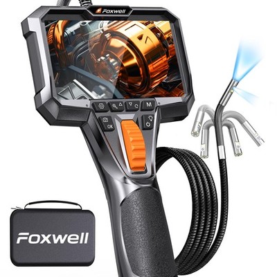 FOXWELL Dual Lens Two-Way Articulating Borescope, 1080P HD Endoscope Camera w...