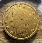 1908 Gold Washed Liberty Head V Nickel - Actual Coin Shown - Free Shipping INV39