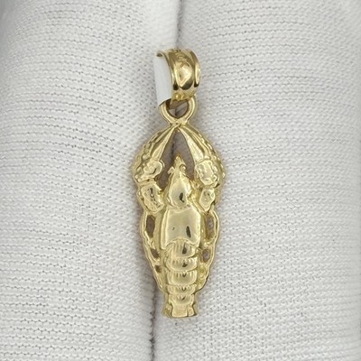 10k Gelbgold Frauen Hummer Tier Charm Anhänger Ozean Strand Maritim Schmuck