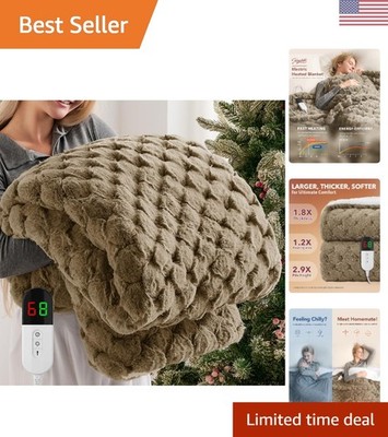 Ultra Soft Electric Heated Throw Blanket - Cordless Faux Fur -  Certified