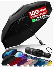 Strongest Windproof Travel Umbrella Compact, 100MPH Wind-Tested , Light, Portab