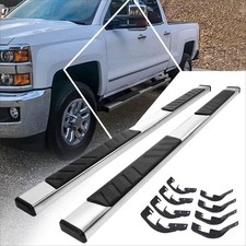  Pair 5 Inch Chrome Running Boards Side Steps Nerf Bars 07-19 Silverado Sierra