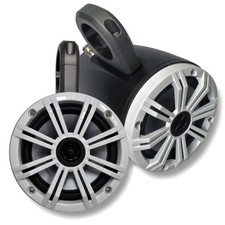 Black Kicker Wake Tower System with Kicker White 6.5" Marine Speakers pair 