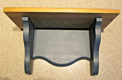 Hand Crafted Wooden Shelf Painted Blue 9'' wide
