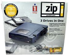 Iomega Zip 100 Portable Drive Parallel Cable Box Power Supply 1 Disk Cart Drive