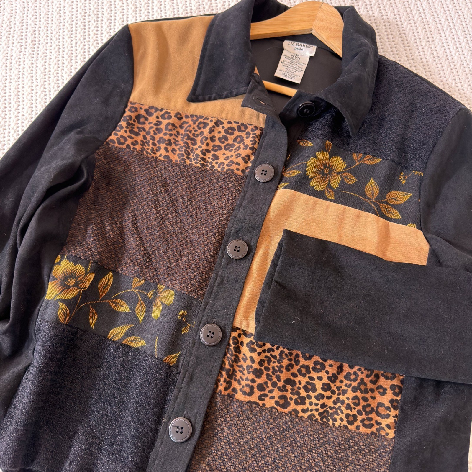 Liz Baker Button Up Patchwork Leopard Whimsigoth … - image 3