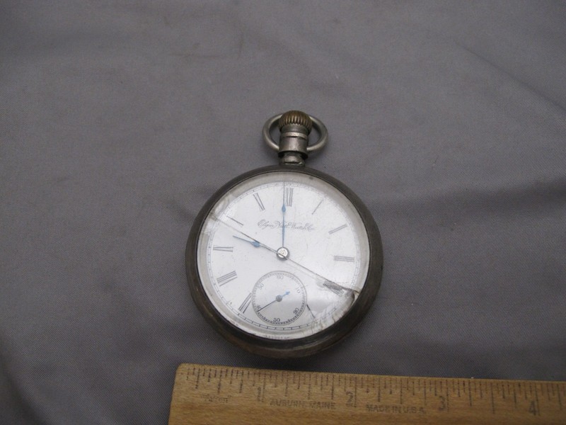 ELGIN Grade 73 Model 5 18S 7J POCKET WATCH-1895-Waltham COIN SILVER Case-AS IS