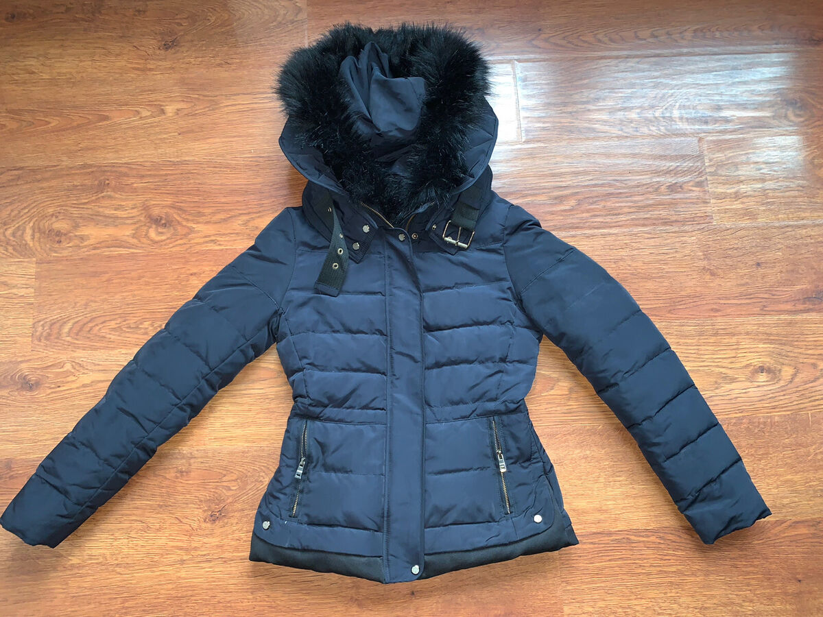 Zara Basic Womens Outerwear Puffer Jacket XS Black Zip Up Zara Basic Womens Outerwear Puffer Jacket XS Black Zip Up
