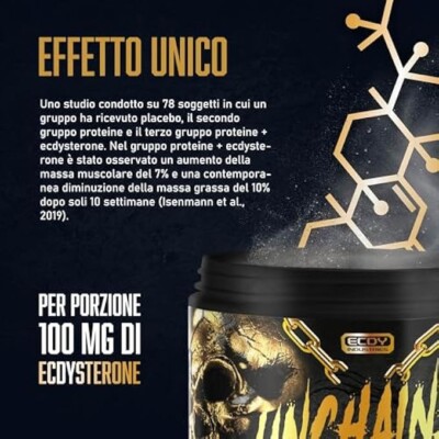 UNCHAINED Booster Pre-Allenamento 400g (20 Dosi) - Gusto Arancia Cola Con Ecdysterone, Caffeina 220mg, L-Citrullina, Beta-Alanina
