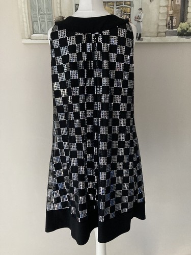 Scarlett Nite Black Shift Dress UK 12 Sleeveless Silver Square Sequins Party - Picture 6 of 11