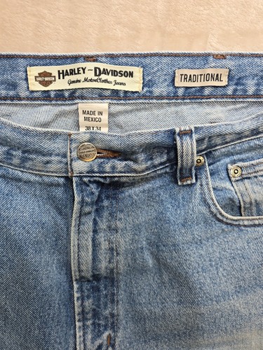 Harley Davidson Motorcycles Mens 38x34 Traditional Fit Denim Jeans Medium Wash - Picture 9 of 12