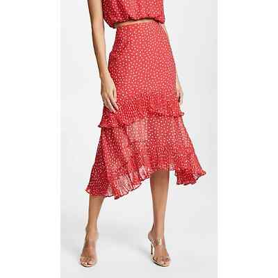 Keepsake $165 Moonshine Polka Dot Tiered Chiffon Midi Skirt Size 
