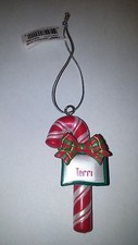 GANZ CANDY CANE PERSONALIZED CHRISTMAS ORNAMENT "TERRI"