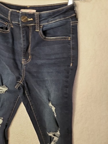 SO Womens Junior Distressed Jeans Size 7/28W Ankle Skinny High Rise Blue - Picture 3 of 11