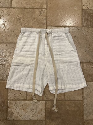 Loewe Paula Pin Stripe White Drawstring Shorts