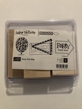 New Party This Way Stampin  Up Retired Wood Mount Stamp Set