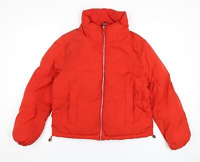 H&M Womens Orange Puffer Jacket Coat Size 10 Zip UK