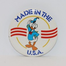 Vintage 1986 Walt Disney MADE IN THE USA Donald Duck Button Pin 2-3/16"