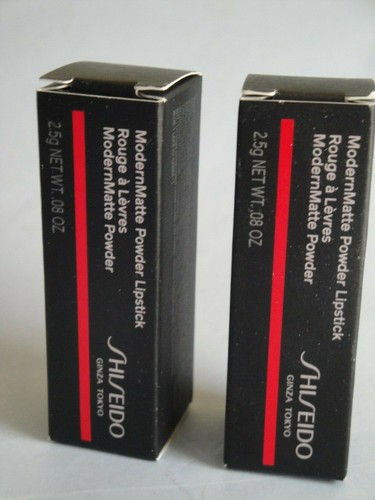 2 x Shiseido Modern Matte Powder Lippenstift Deluxe Reisegröße in Exotic Red 2,5g