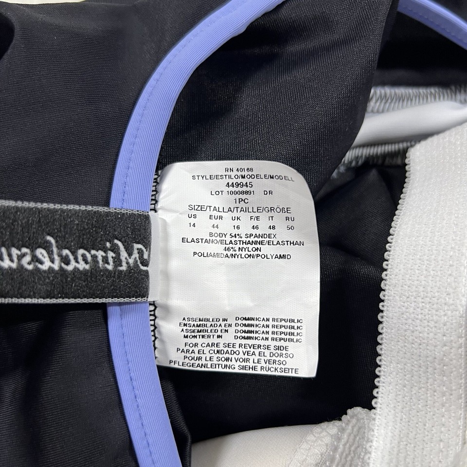 Miraclesuit Women's Size 14 Black Blue Purple Magnum One Piece Swimsuit