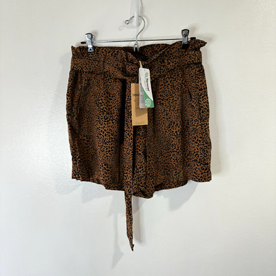 NWT Thread + Supply Shorts Size M Paperbag Leopard Brown Black Tencel Soft