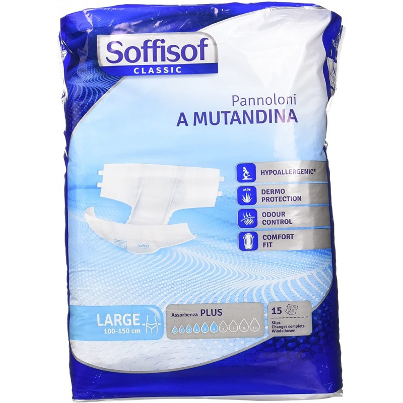 SOFFISOF SLIP PANNOLONI A MUTANDINA CLASSIC PLUS TG. L DA 15  PZ