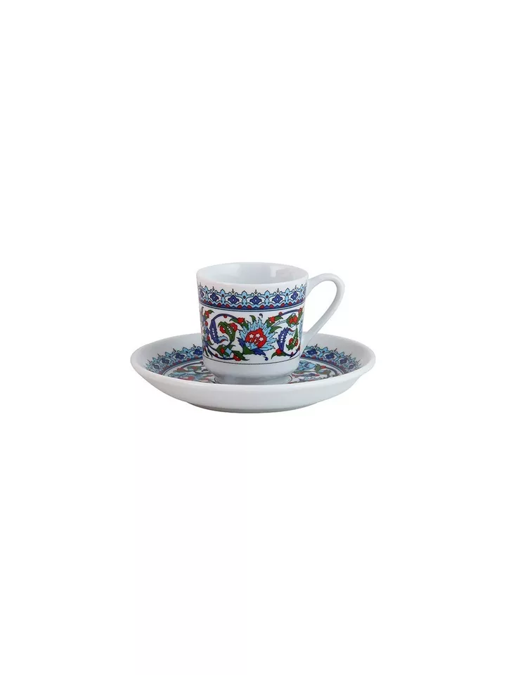 6 piezas x Taza de café de porcelana Kutahya Turca Estambul Topkapi Modelo Griego Árabe Foto 2 de 2