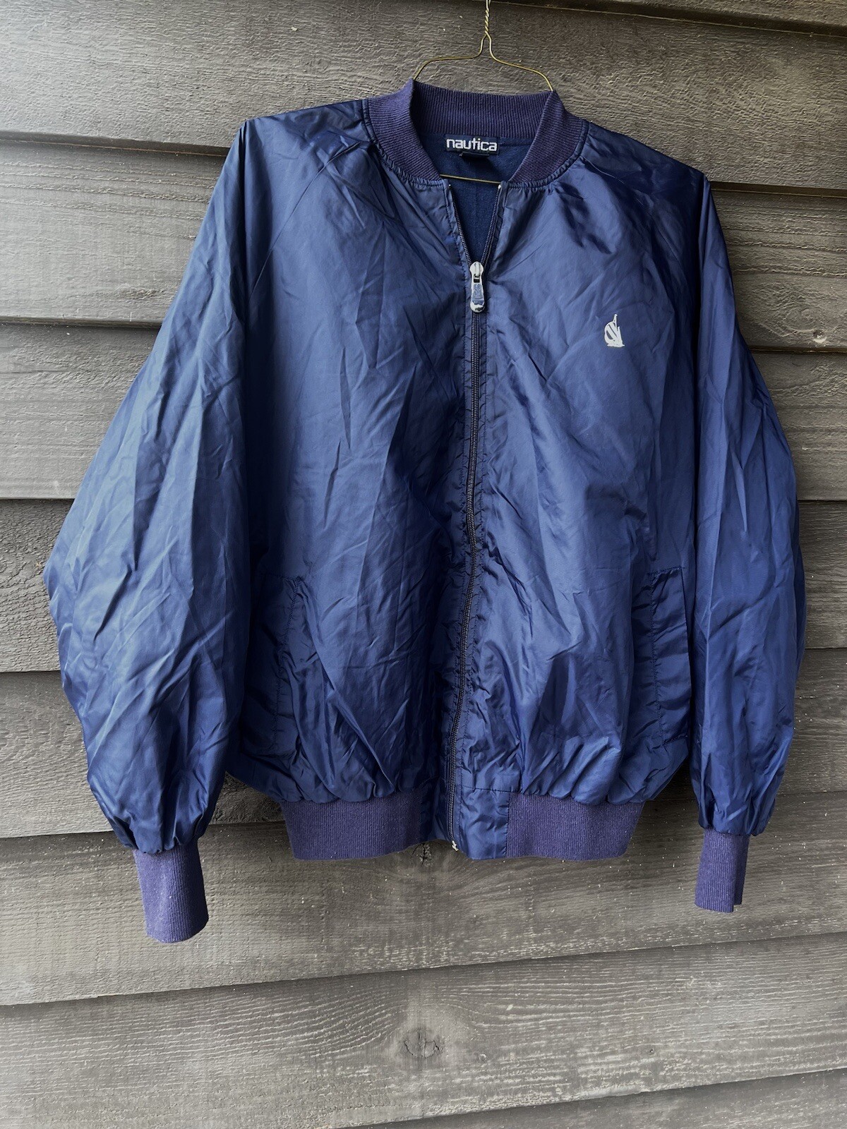 NICE Vintage Nautica Bomber size Medium Zip Jacket Navy Blue Mens image 3