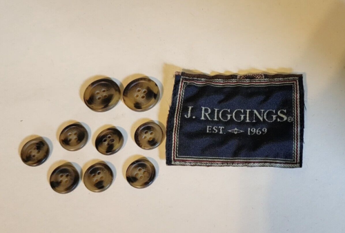 9 J Riggings Jacket Blazer Black Khaki Plastic 4 Hole Buttons 13/16" 5/8" - Imagen 1 de 1