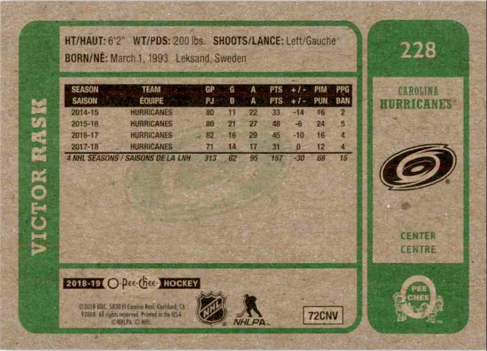 2018-19 O-Pee-Chee Retro Victor Rask #228 - Image 2 of 2