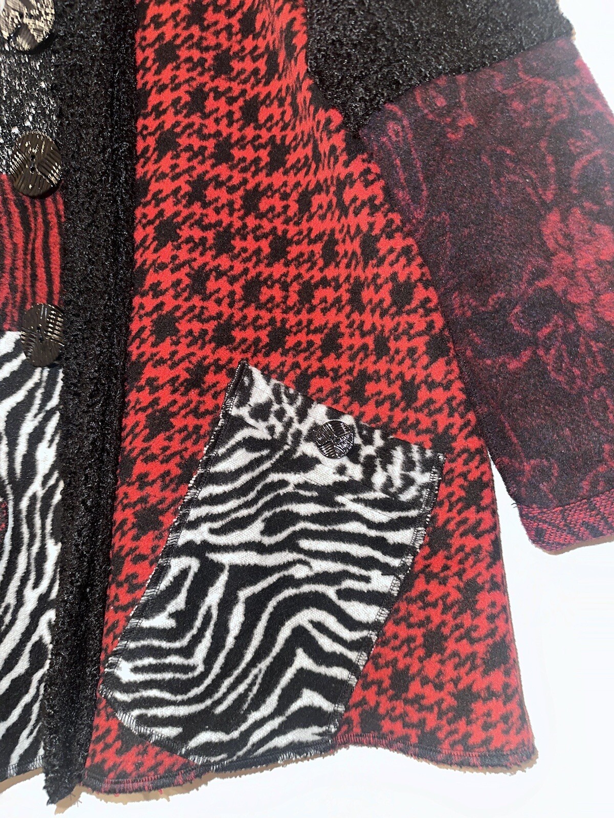 Ali Miles Patchwork  Jacket Sweater Petite small - image 4