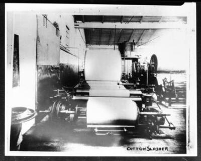 Cotton slasher machine in an unidentified factory California Old Photo
