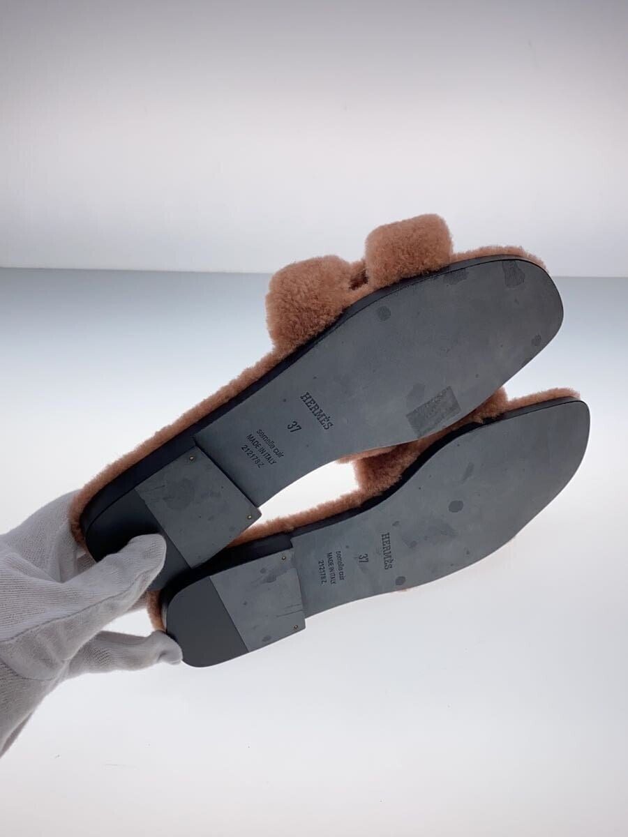 HERMES 22AW Oran Shearling Fur Sandals US6.5 23.5cm Orange