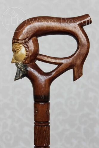 Walking sticks Warrior Wooden cane Walking sticks handmade Carved sticks Wood ca
