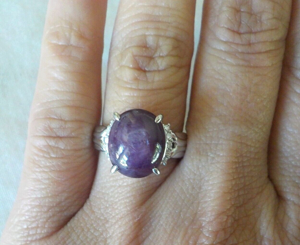 Solid Platinum Cherry Red Star Ruby Diamond Ring … - image 3