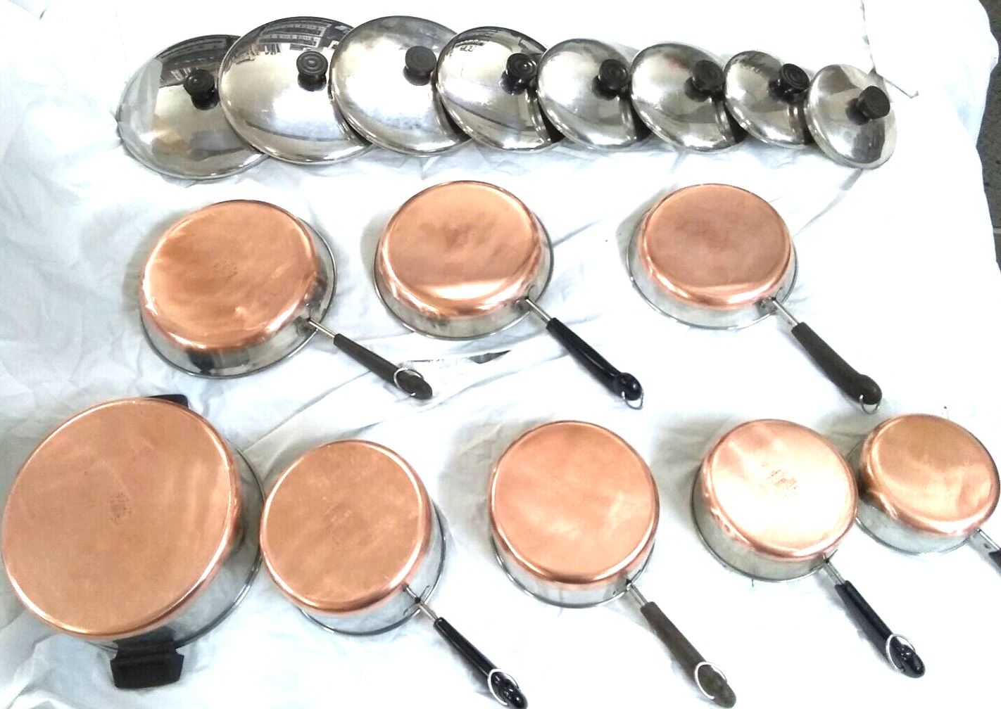 Revere Ware 16 Piece 1801 SS Copper Clad Cookware Sauce Pan Skillet Post 1968 25