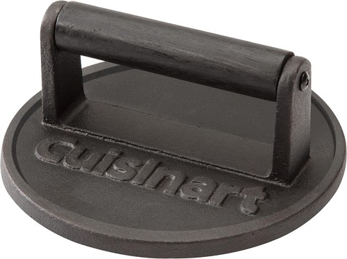 Cuisinart 6.5" Cast Iron Smashed Burger Press, Juicy and Crispy Burgers for Bbqs