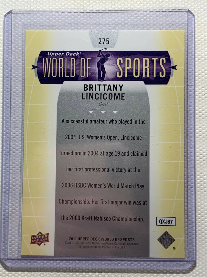 2011 UPPER DECK BRITTANY LINCICOME LPGA WORLD OF GOLF CARD 275 - Image 2 of 2