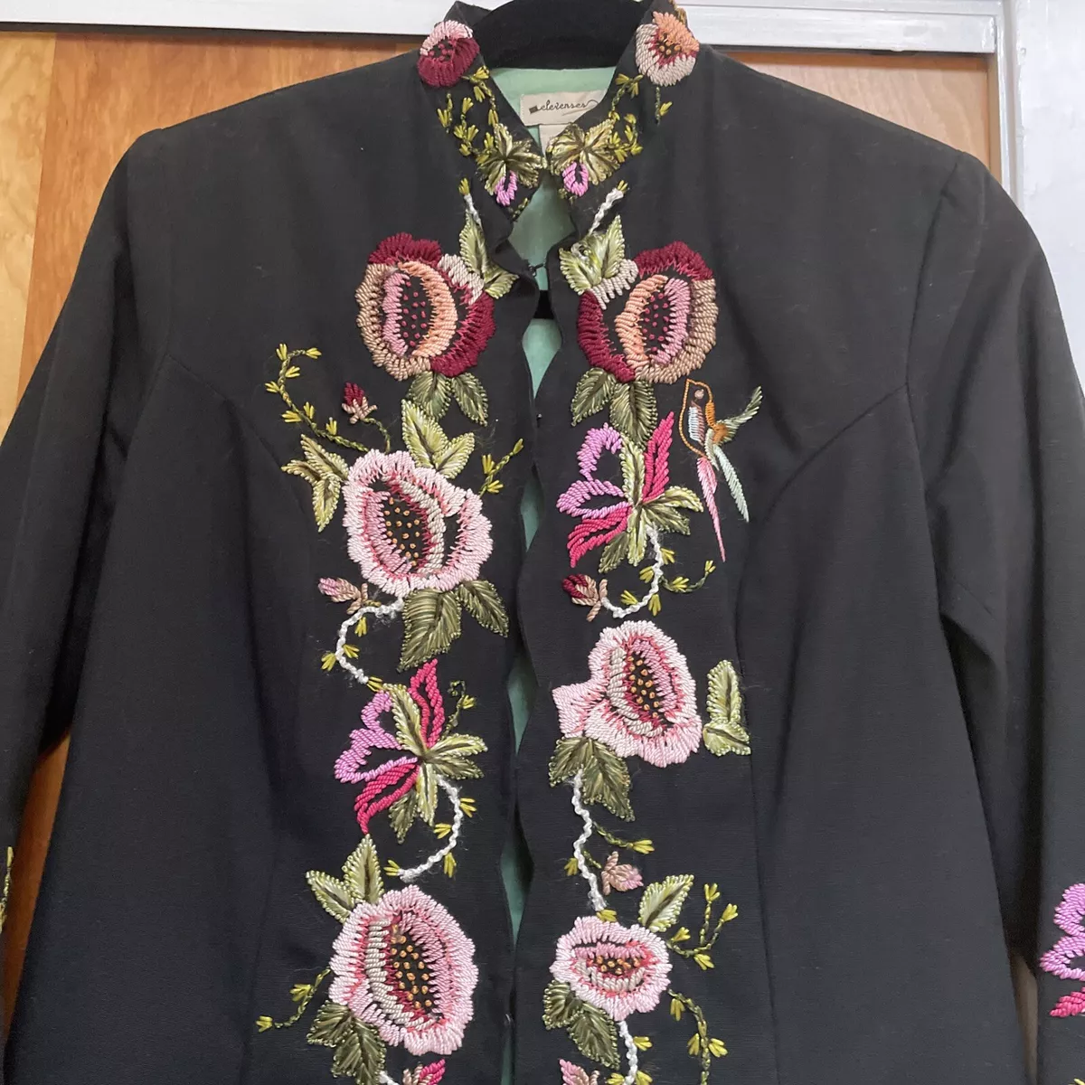 87. Rare Anthropologie Elevenses Making a List embroidered jacket 2002 euc 4