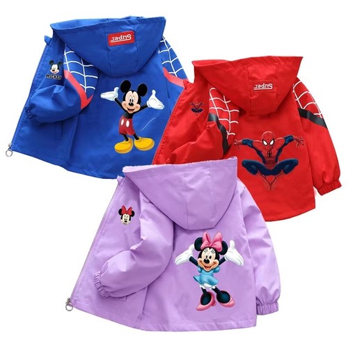 2024 Spring Kids Hooded Jacket Cartoon Coat Boys 1–10Y