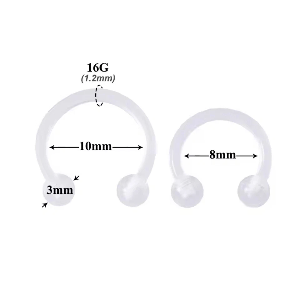 1 pieza Bio Flex Circular Barra Herradura Tabique Ceja Pezón Tragus Nariz Anillo Foto 2 de 4