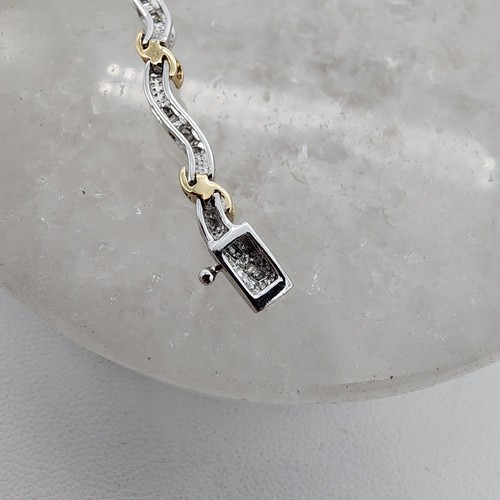 10k .417 White Gold Two Tone .45 ctw Diamond Baguette Tennis 7 Bracelet Au 24192 - Picture 12 of 15