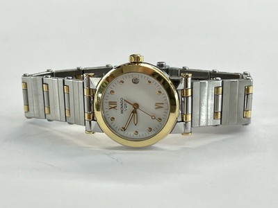 Movado Vizio 18k Gold & Steel White Dial 24mm Quartz Watch 85 E1 