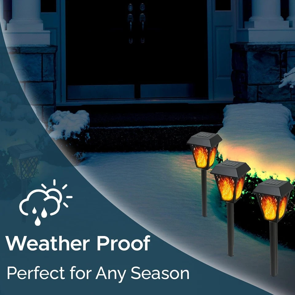 Morvat LED Flame Flickering Torch Outdoor Landscape Pathway Solar Lights, 8 pack - Image 3 of 4