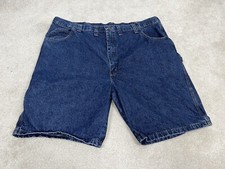 VINTAGE Wrangler Shorts Mens 48 Blue Jeans Denim Jean Cotton Carpenter Work Big