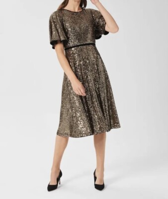 black and gold dress midi