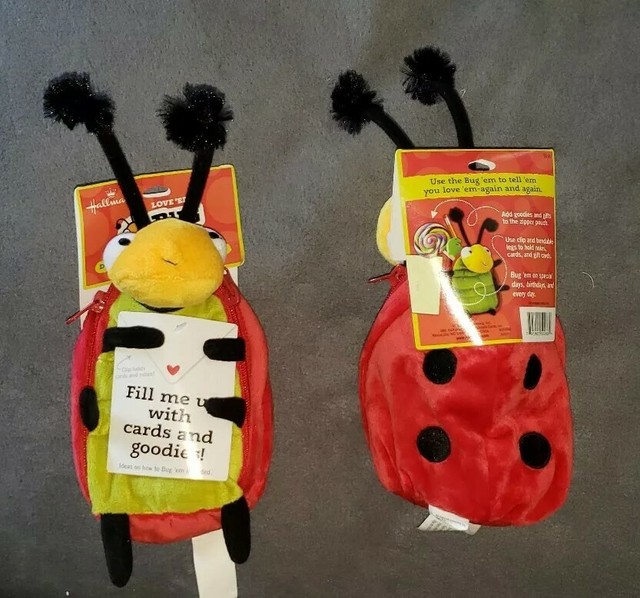 2 Hallmark LoveEm Bug'Em Ladybug Plush Small Usable Backpack Treat Bag