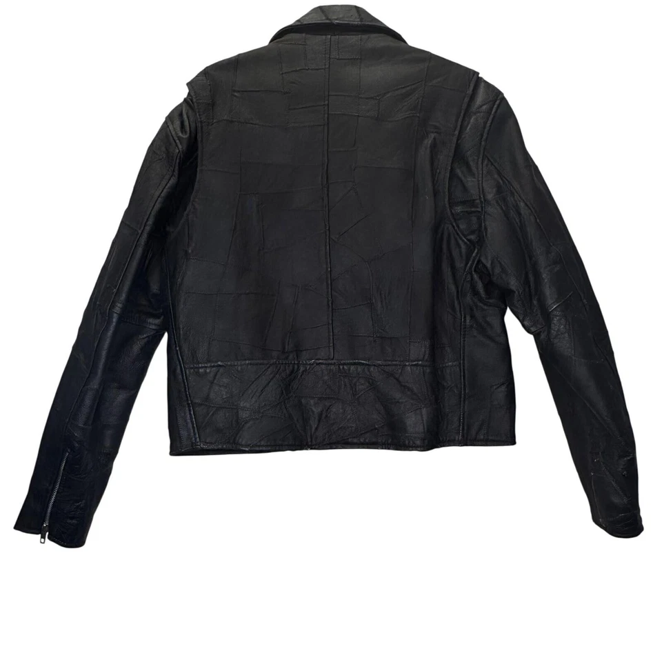 Chaqueta De Colección The Pierce Arrow Cuero Negro Retazos Envejecido Motociclista Moto Talla XL Foto 2 de 4