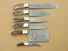 STARLITE LIMITED EDITION TRILLIUM   KITCHEN KNIFE SET WITH STAG HANDLES  +FREE